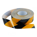 Black and yellow reflective warning tape 50mm x 50m Class 100 — warehouse safety — SafeMark Supplies