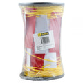 Red and white reflective safety line 100m reel Class 400 retro-reflective 99 tags — large scale worksite night visibility barrier — SafeMark Supplies