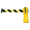 Yellow black retractable barrier tape 3m road cone mount auto retracting — warehouse safety — SafeMark Supplies