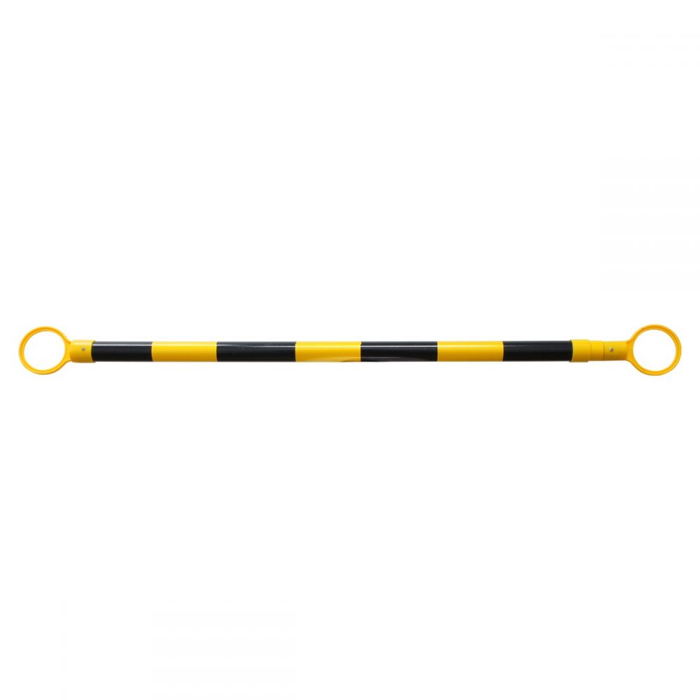 Yellow and black telescopic barrier pole collapsed 1.0m extended 1.6m road cone mount twist lock — warehouse safety barrier — SafeMark Supplies